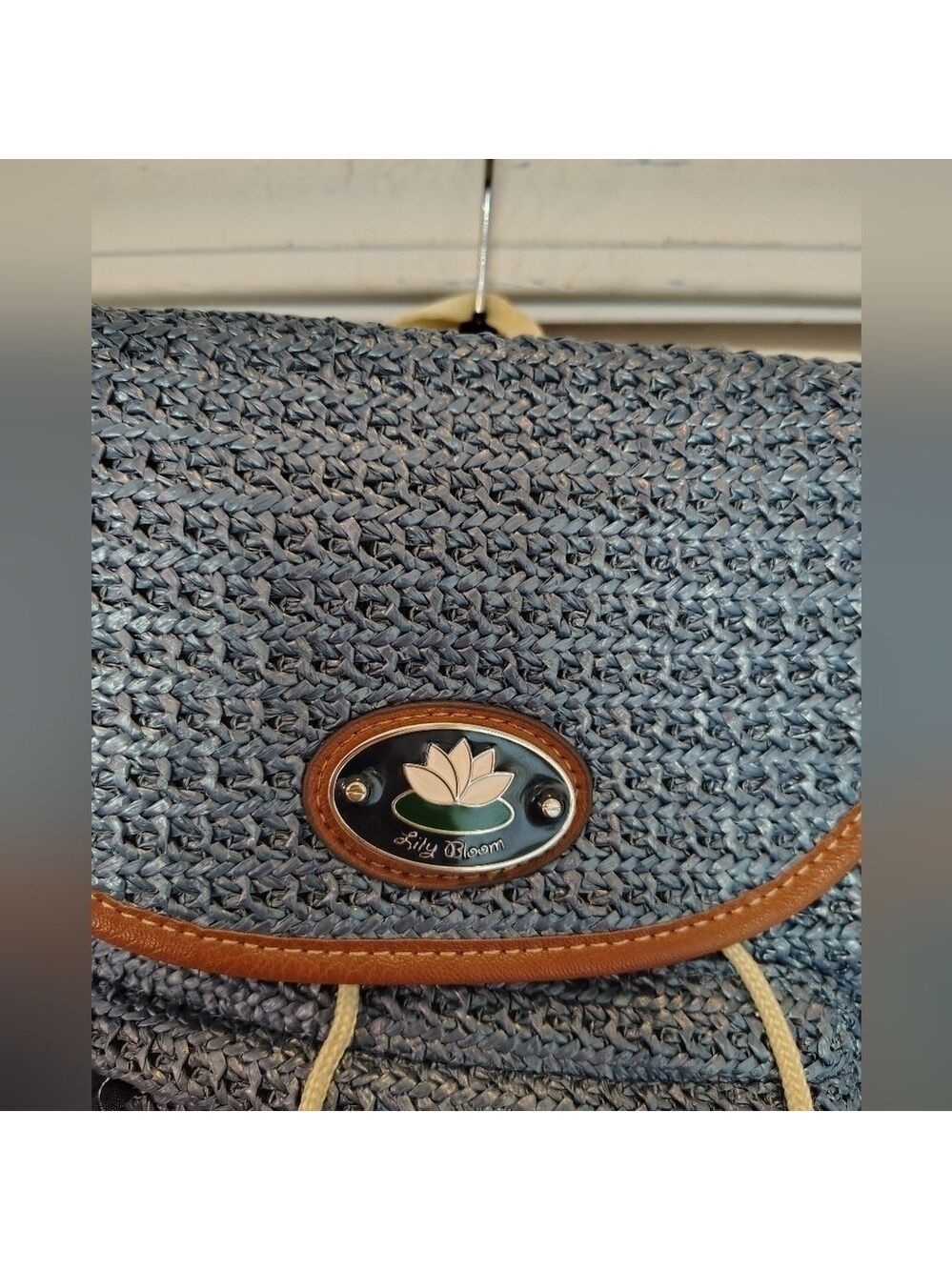 Lily Bloom Mini Backpack Purse With Blue Crossstich - Picture 2 of 8